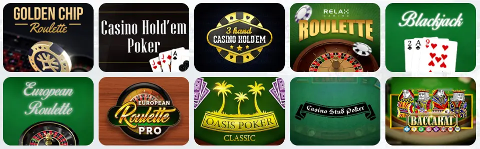 Juegos de mesa en Starbets Casino